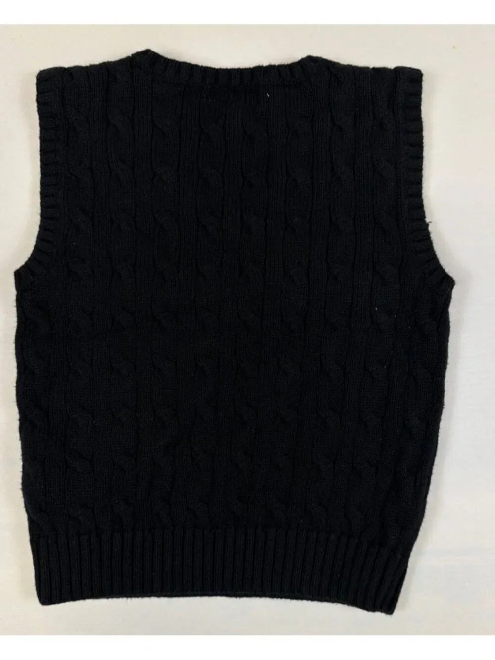Polo Ralph Lauren Toddler 4T Black Cable Knit V-Neck Sweater Vest Retro Cotton - Picture 2 of 4